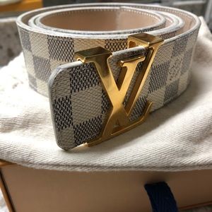 Louis Vuitton Cream and Blue Damier Azul Belt